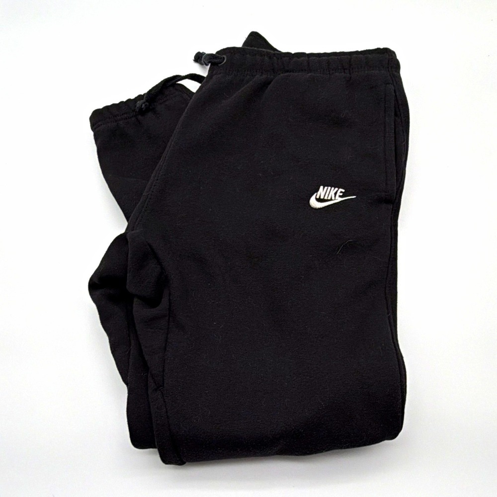 Nike Men's Black Fleece Sweatpants w/ Logo, Pockets, Drawstring, L 804406-010